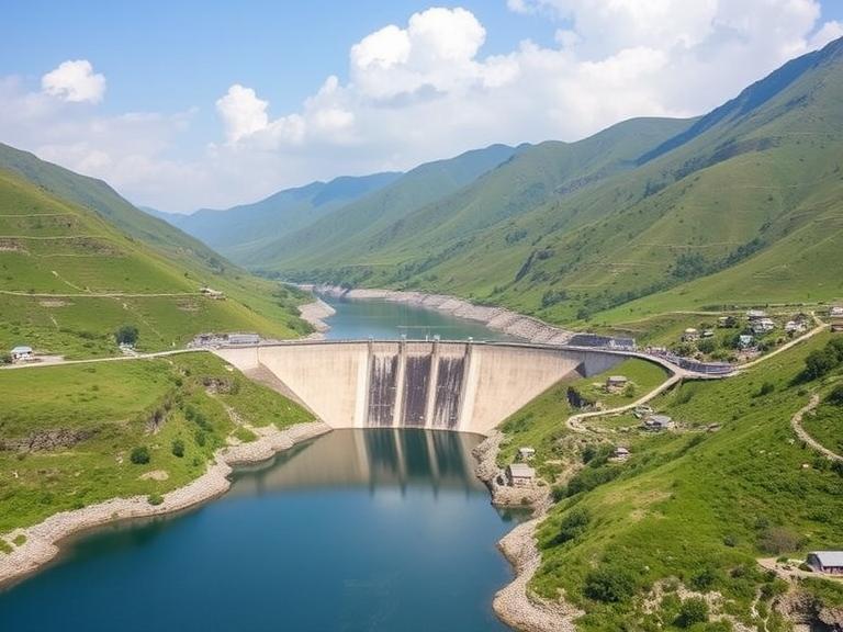 Scenic view of Bindu Dam and hills in North Bengal