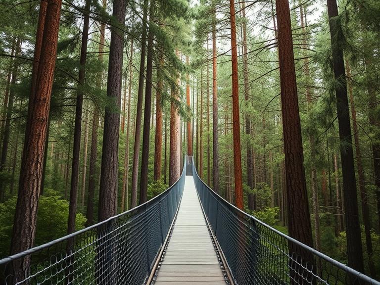 Lolegaon- Forest canopy walk trail in Lolegaon amidst pine woods