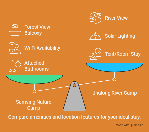 Diagram illustrating key features of a camping trip, highlighting an offbeat destination for outdoor enthusiasts.