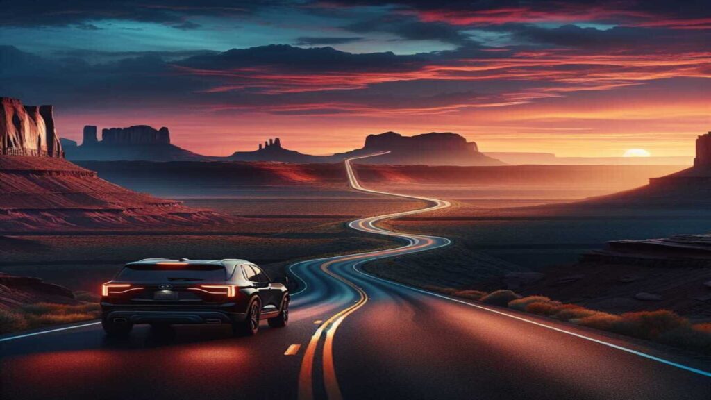 An innovative road design illustrating the concept of future mobility and sustainable transportation options.
